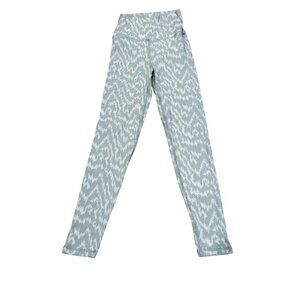 Blue & White Patterned High-Waisted Leggings For Women